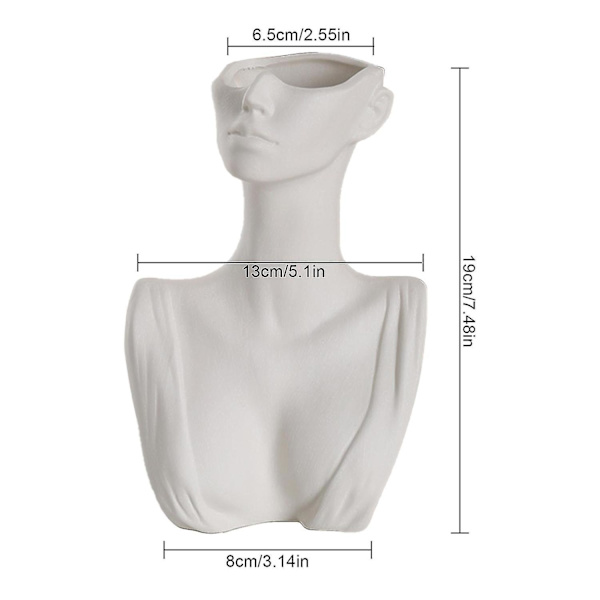 Blomster Vase Statue Ansigt Potte Hovedformet Hjem Kontor