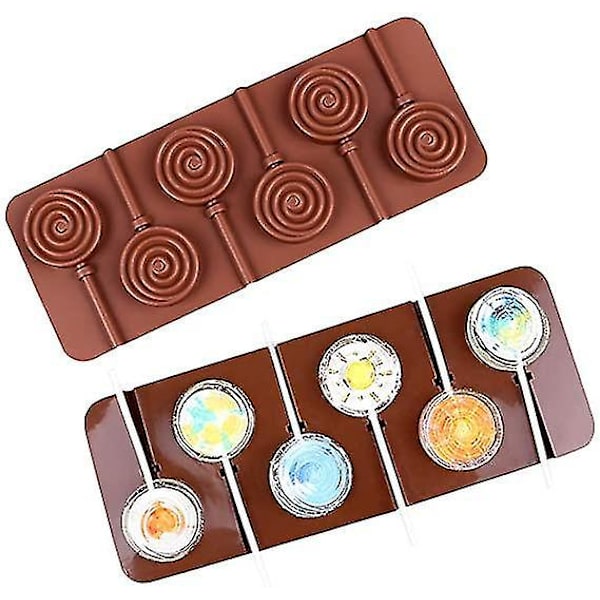 2 Pak Lollipop Chokolade Silikonforme Blomster Spiral Bageform