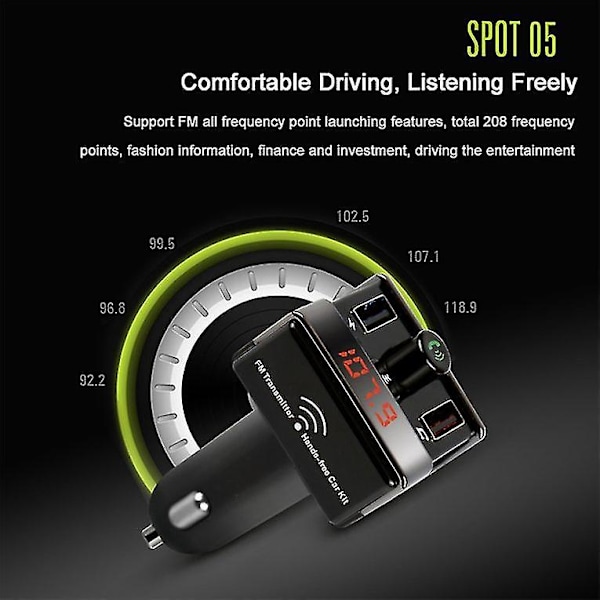 A7 Sikkerhedsbils Digital Display Bluetooth MP3 Afspiller