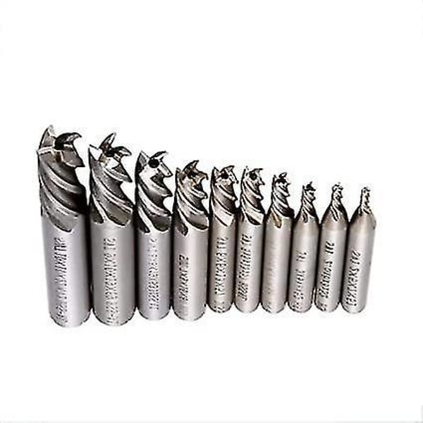 10 stk HSS Endemøllefræser Carbide 2-10mm 4 Bladsæt