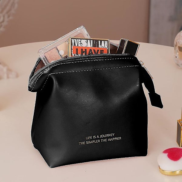Matte Skalsformet Makeuptaske med Skjult Lomme i PU Materiale