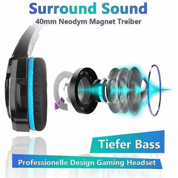 Gaming Headset 3,5 mm Surround Sound Led lys med mikrofon