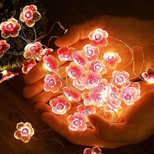 Solcellsdrivna Körsbärsblomstringar Strängljus 4m 40led Utomhus Vattentät