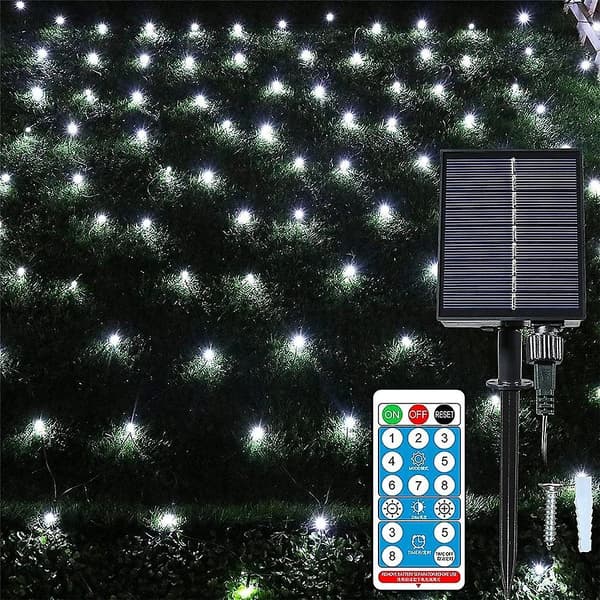 Mesh-verkkojouluvalot Solar 8 tilaa 200led