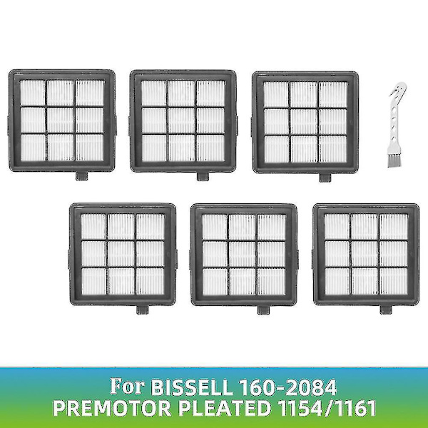 6 stk HEPA-filtre til Bissell 1154 116 Vaskemaskine