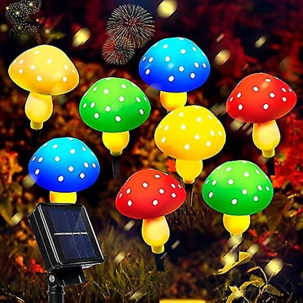 Set med 8 svampdrivna solcellsdrivna lampor för utomhusbruk, vattentäta Solar 8 lights