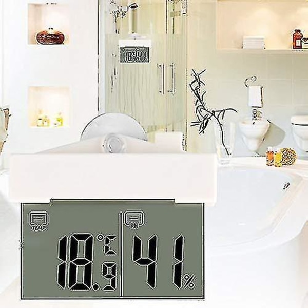 Digital Klocktermometer Hygrometer LCD Självhäftande Med Sugkopp Klocka Fönster Vägg