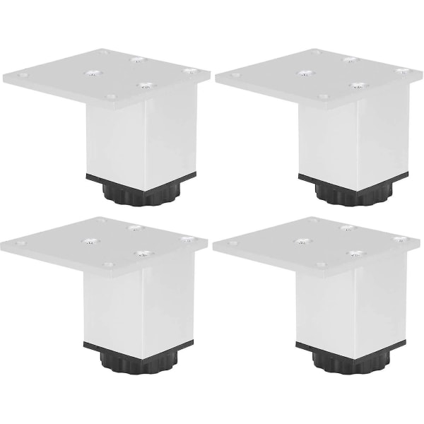 4 stk Hvite Møbelbein, Kvadratisk Aluminium Legering Justerbar Sofa Skap Bein