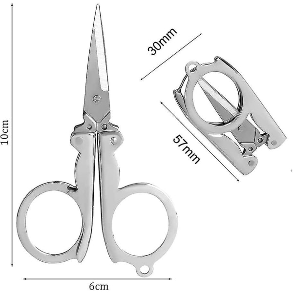 Fällbara saxar i rostfritt stål, 4 tum/10 cm Mini små pappers saxar Bärbara hopfällbara rese saxar Metallsaxar för pappershantverk, sömnad 4 st