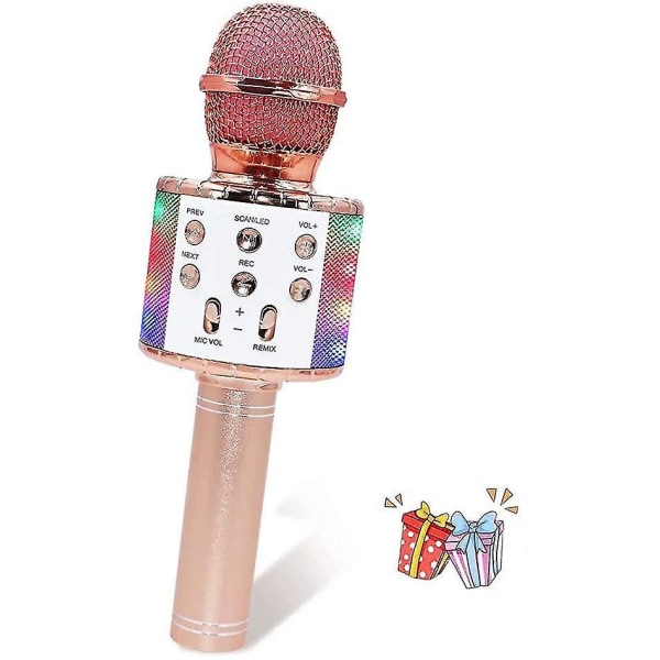 Karaokemaskin Bluetooth LED-lys Bærbar høyttalermikrofon