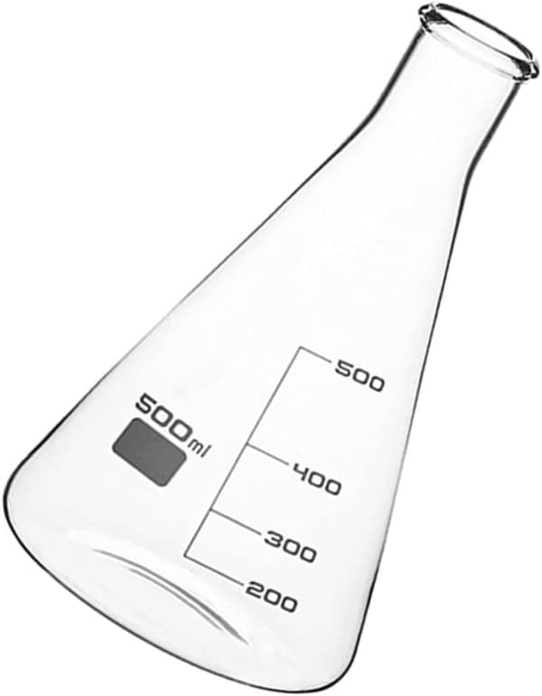 500 ml laboratorieglasskolbe Erlenmeyer-beger med flat bunn og syntetisk materiale