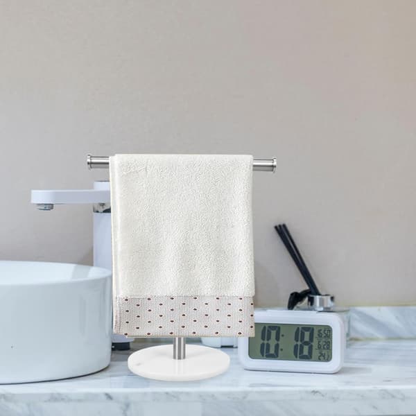 Håndkleholder i rustfritt stål med marmorbase, T-formet badehåndkleholder
