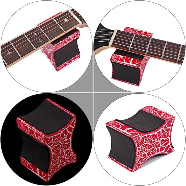 Röd gitarrhalsstödskudde med sprickdesign, syntetiskt material akustisk gitarrstödverktyg