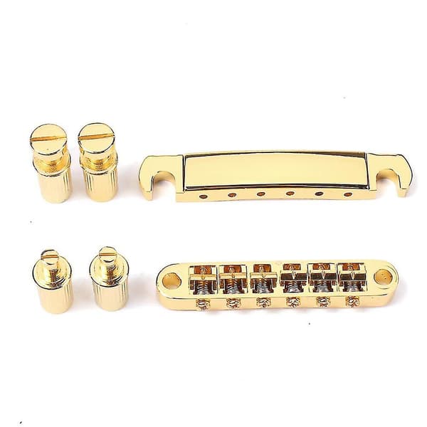 1 Set Guldpläterad Gitarrbro Låsande Tune-o-matic Bro Och Tailpiece Set