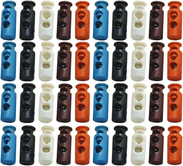 100 stk justerbare doble hull plastfjærspenner elastiske taulåsfangstknapper