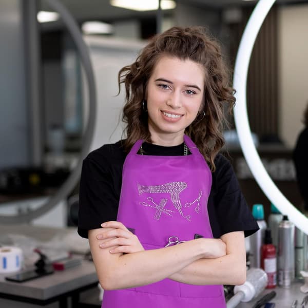 Justerbart hårfrisörförkläde med framficka Snyggt barberarförkläde