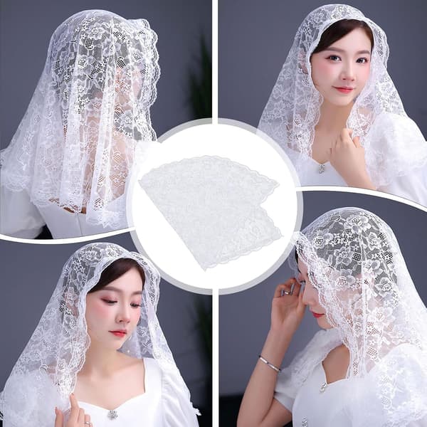 Blondedislør Bryllupsslør Elegant Blomstermønster Kort Mantilla Skjerf