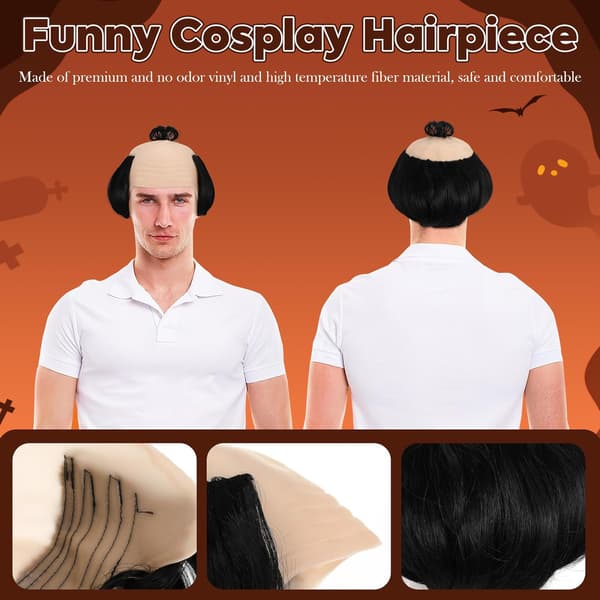 Samurai Bald Peruk Riddare Hårstycke Rolig Cosplay Peruk Skallig Rollspelsaccessoar