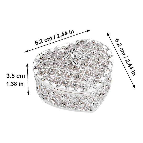 Kristallmetall Smyckeskrin Liten Prydnadsförvaring Organizer Box, Dekorativ Mini Förvaringslåda (1 st, Silver)