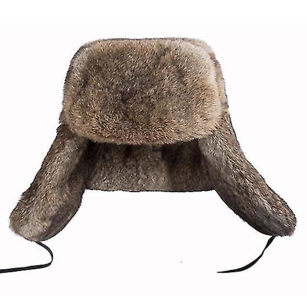 Lämmin Trapper-hattu Tekoturkista Talvi Bomber-hatut Lentäjähatut Ushanka-hattu gray