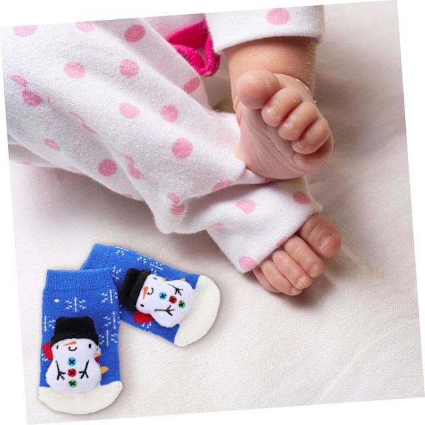 Mysiga babysockor 2 par Julstrumpor Snögubbedesign 0-1 år Mjuk kammad bomull