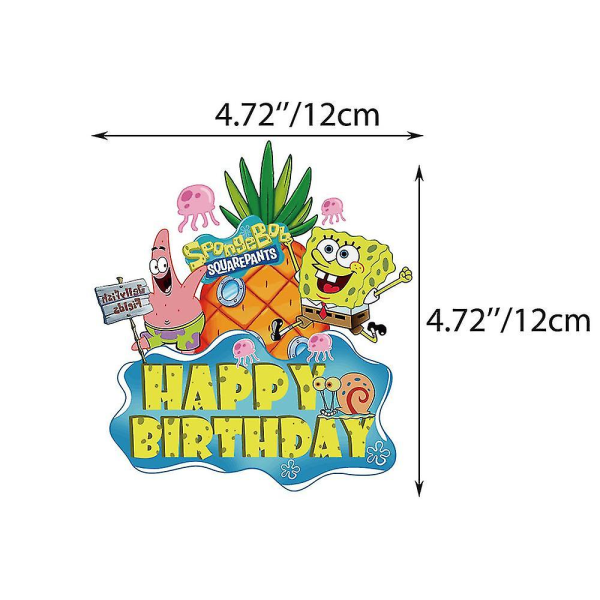 Spongebob Squarepants Temafest Dekorasjonssett Banner Ballonger Kake Cupcake Toppers Sett Gaver