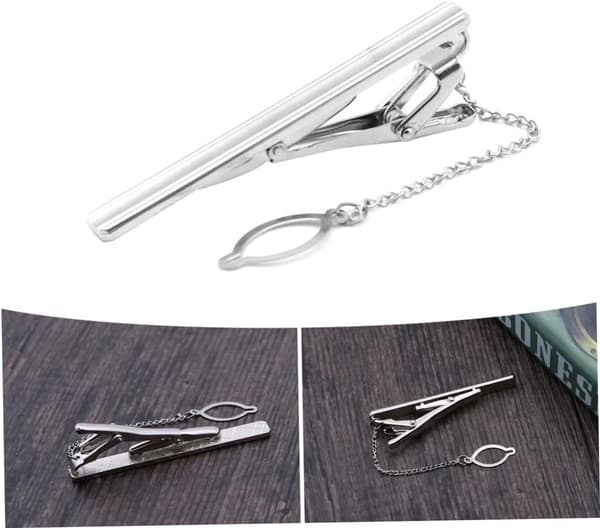 Affärsklämma i metall för män, slipsnål för affärsskjorta och slips, silver