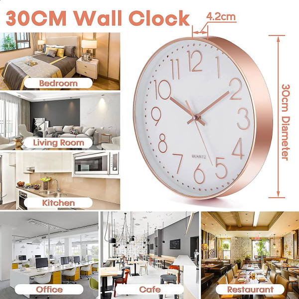30 cm vægur, kvarts vægur, overdimensioneret digitalt lydløst ur