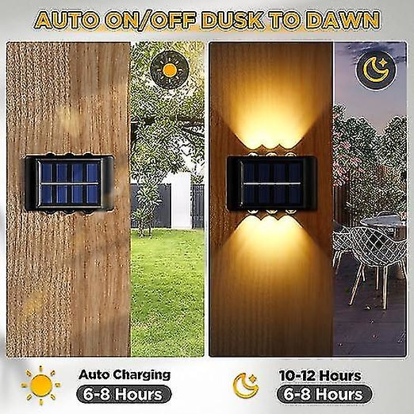 4-pack Solcellsbelysning för Vägg, Utomhus, 6 LED Solcellsstaketlampor