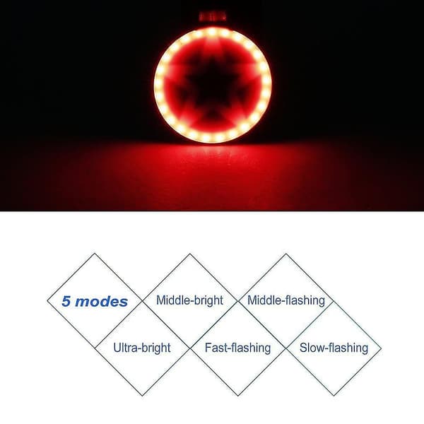 LED Sykkellys Baklys Rundt Hjerteformet USB-Lading