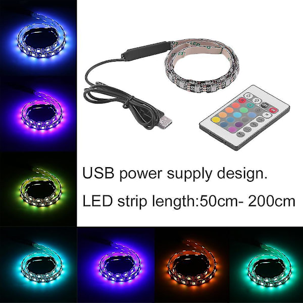 12 RGB 5050 SMD Vandtætte USB LED Sorte Stribelamper 5V