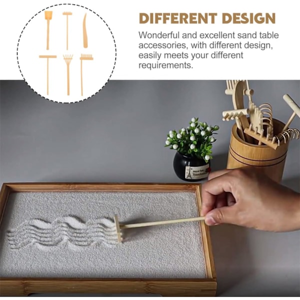 Zen Dekoration Have Tilbehør 7 stk. Sand Rive Sæt til Sandkunst Bakke Skrivebord Bord Hylde Forsyninger