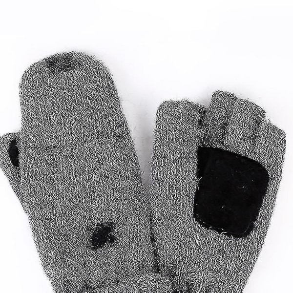 Vinterhandskar för vuxna, halvfinger, clamshell, ull