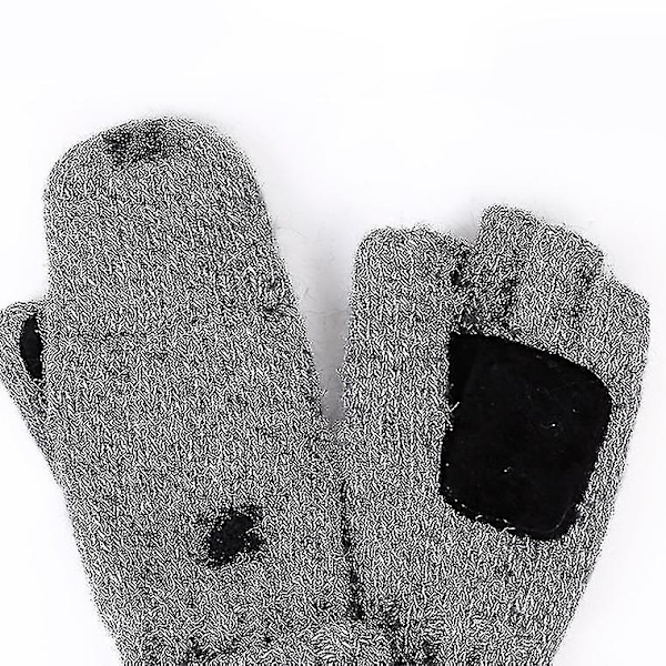 Vinterhansker i ull med halvfinger og klaff for voksne