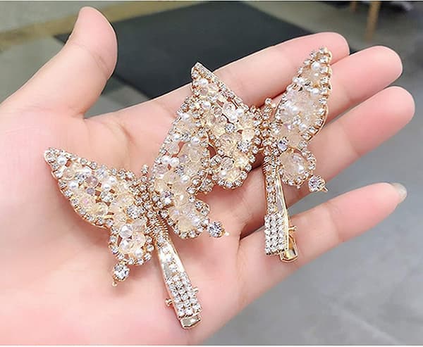 Søde Glitter Perle Butterfly Hårbøjle Klips Ikke-Glid Søde Nostalgiske