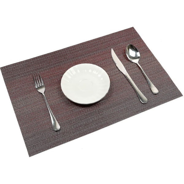 Dekkesett for spisebord Plastvevd vinyl bordmatter Tørk av Sklisikre varmebestandige vaskbare kjøkkenbordmatter (a-rød, 6) (shikai)-yuhao