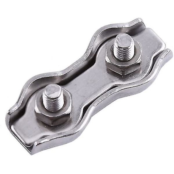 Dubbelklämma Ståltrådskabelklämma Tvingklämma Wire Rope Clip U-formad klämma Ring Topphylsa Klämma (silver) (10 st)