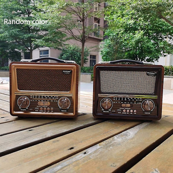 Trä Retro Radio, Am Sw Fm Radio, Trådlös Bluetooth-högtalare, Mini Audio Utomhus Hög Volym För