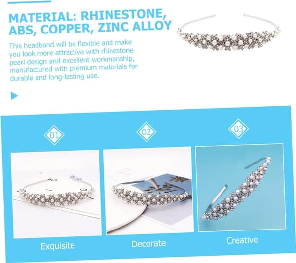 Perlekrone Hårbånd Rhinestone Bryllupsbrud Hårtilbehør til Brudefrisure