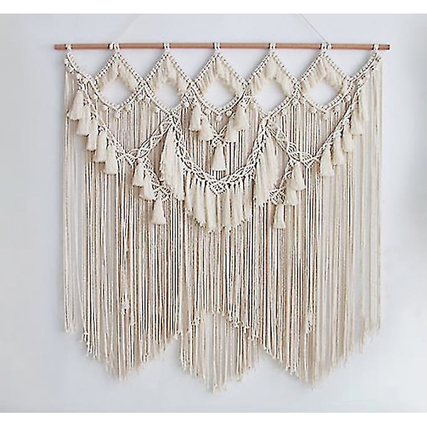 90x100cm Stor Boheme-Vægtæppe Væghængning Vævet Makrame
