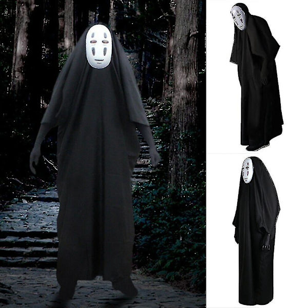 Spirited Away No Face Kaonashi Performance Kostume Fancy Up Outfit Kappe Maske Handsker Sæt M