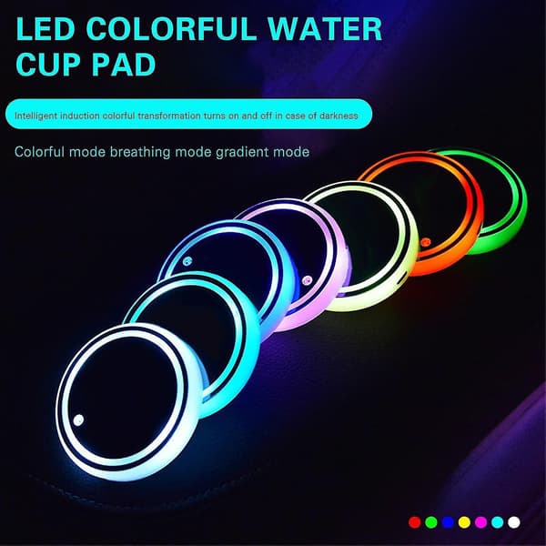 2 stk LED Bilkoppunderlag Universal Sklisikre Koppholdere Lysende Koppunderlag