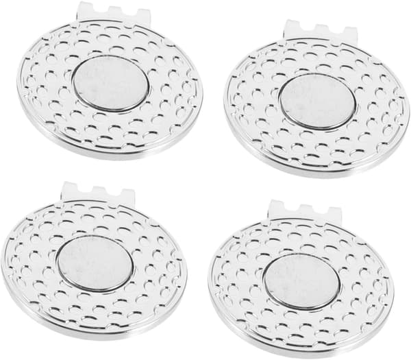 4 stk. sølv 25 mm golfboldmarkører med dobbelthuls golfhatteclips bærbart tilbehør