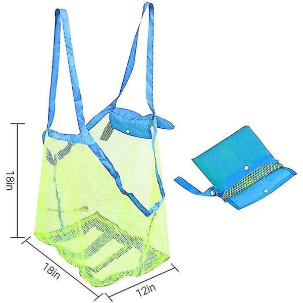 Mesh Strandveske Ekstra Stor Tote Bag Lekevarer Håndklær Sand Bort