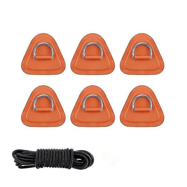 1 Set D-Ring Pad PVC Patch Båtdäck Riggning 5m Svart Elastisk Bungee Rep Kit För Stand Up Paddle Board Sup Däck Tillbehör-orange