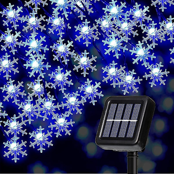 Snefnug Solcelle Globe Lys Julepynt 12m 100led