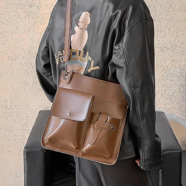 Messenger-taske til mænd Stilfuld skuldertaske til mænd Moderigtig Cross  Body-taske (brun) (1 stk) 08a4 | Fyndiq