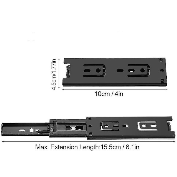 2 stk. Hardware Kulelager Mini Korte Skuffeskinner
