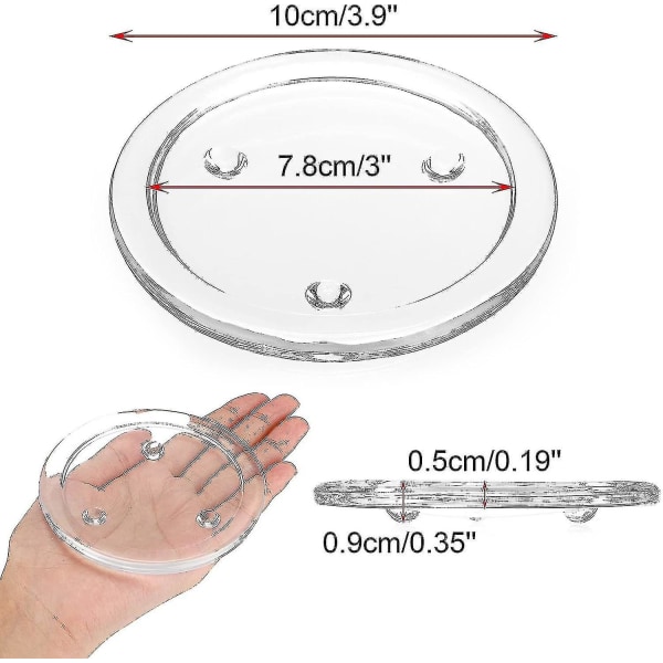 5-pakke 10 cm runde glasslysfat, gjennomsiktig glassunderlagsett, søylelysestaker, stativ for lys -xx