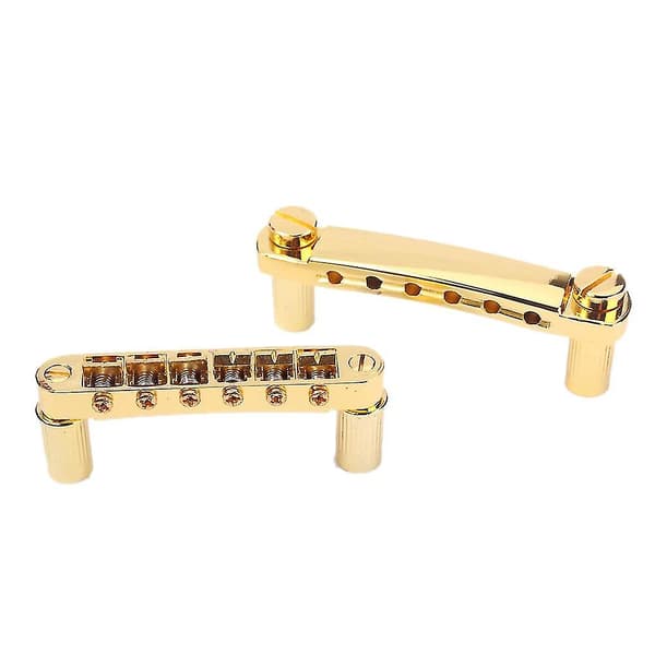 1 Set Guldpläterad Gitarrbro Låsande Tune-o-matic Bro Och Tailpiece Set